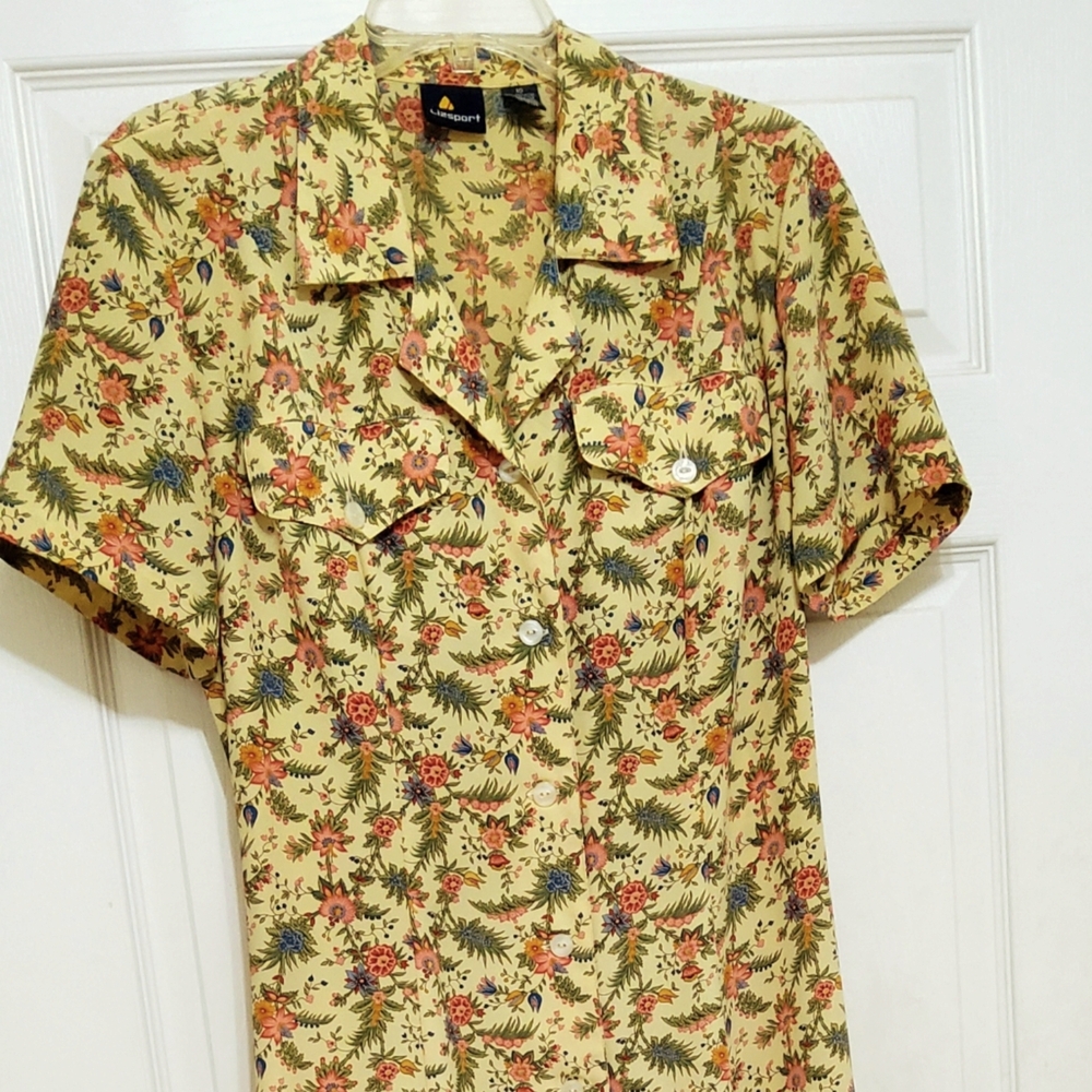 Liz Claiborne, P2P 19.5"/chest 39, Waist 32, L 53", Sz 10 Lizsport EUC Vintage